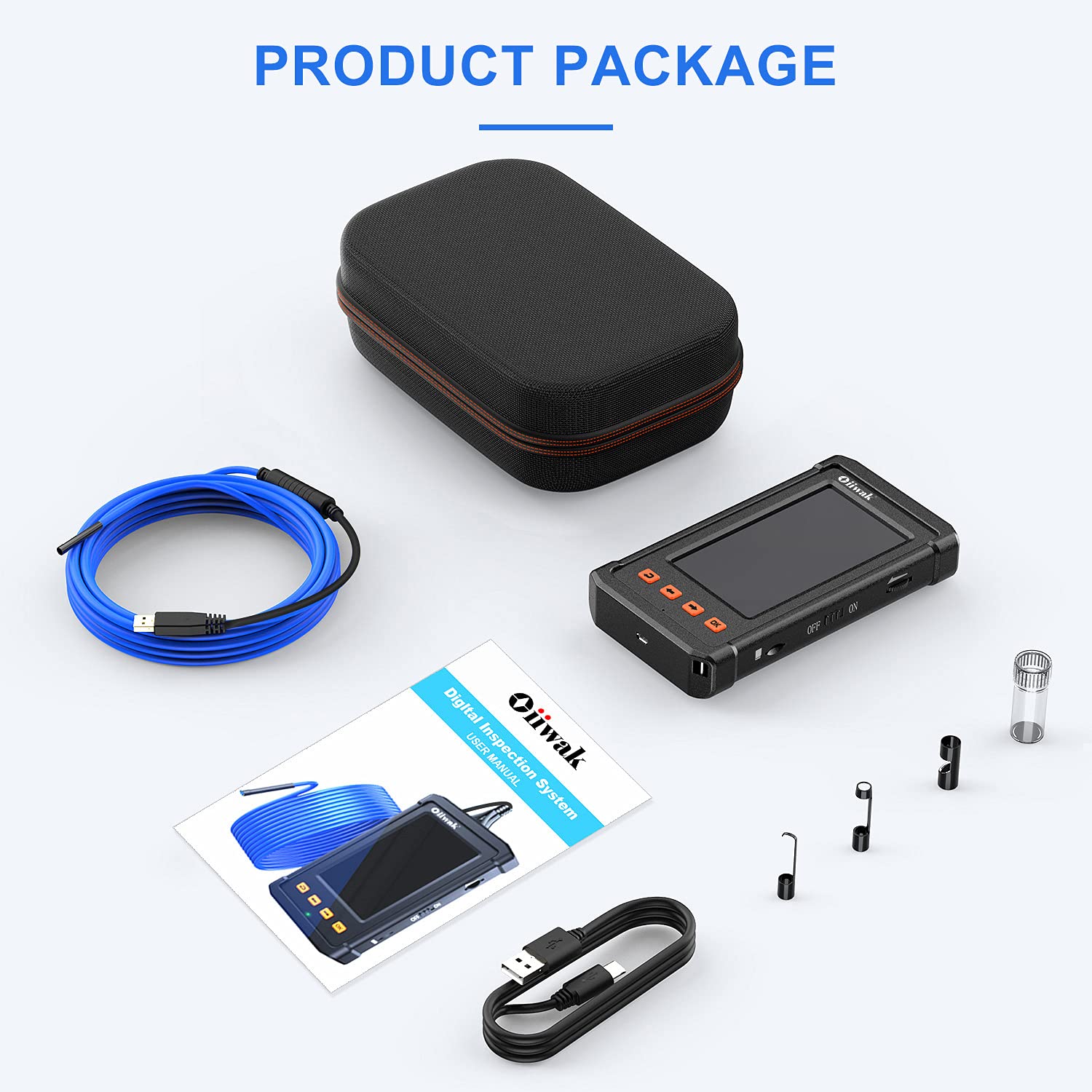 Industrial Endoscope Camera 5.5mm Waterproof 1080P HD 4.3 Screen with Light, 11.5FT Cable Q92112
