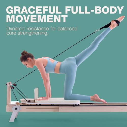 Adjustable Maple Wooden Pilates Reformer Machine with Reformer Box & Padded Jump Board R5453