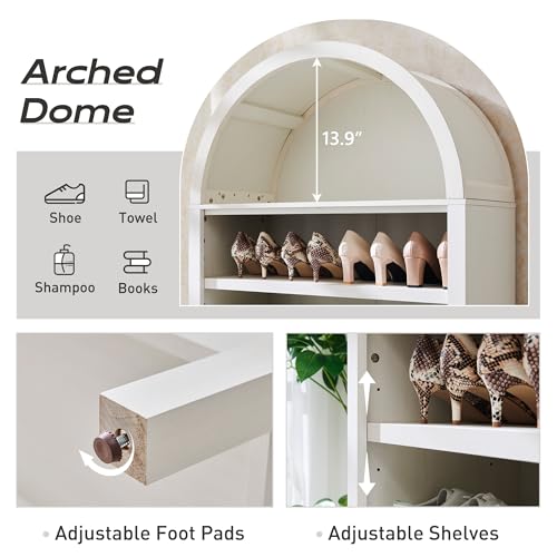 Natural 7 Tier Arched Bookshelf with Adjustable Shelves S884