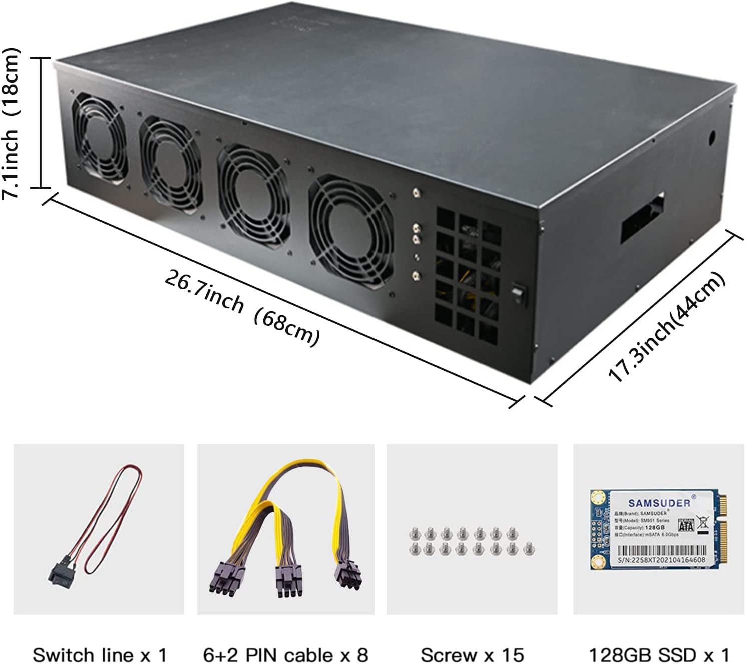 8 GPU 70mm Slots Mining Rig Frame with 8 Fans O431182