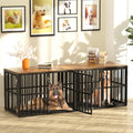 Black 76" Wooden Double Dog Crate with 4 Doors V466