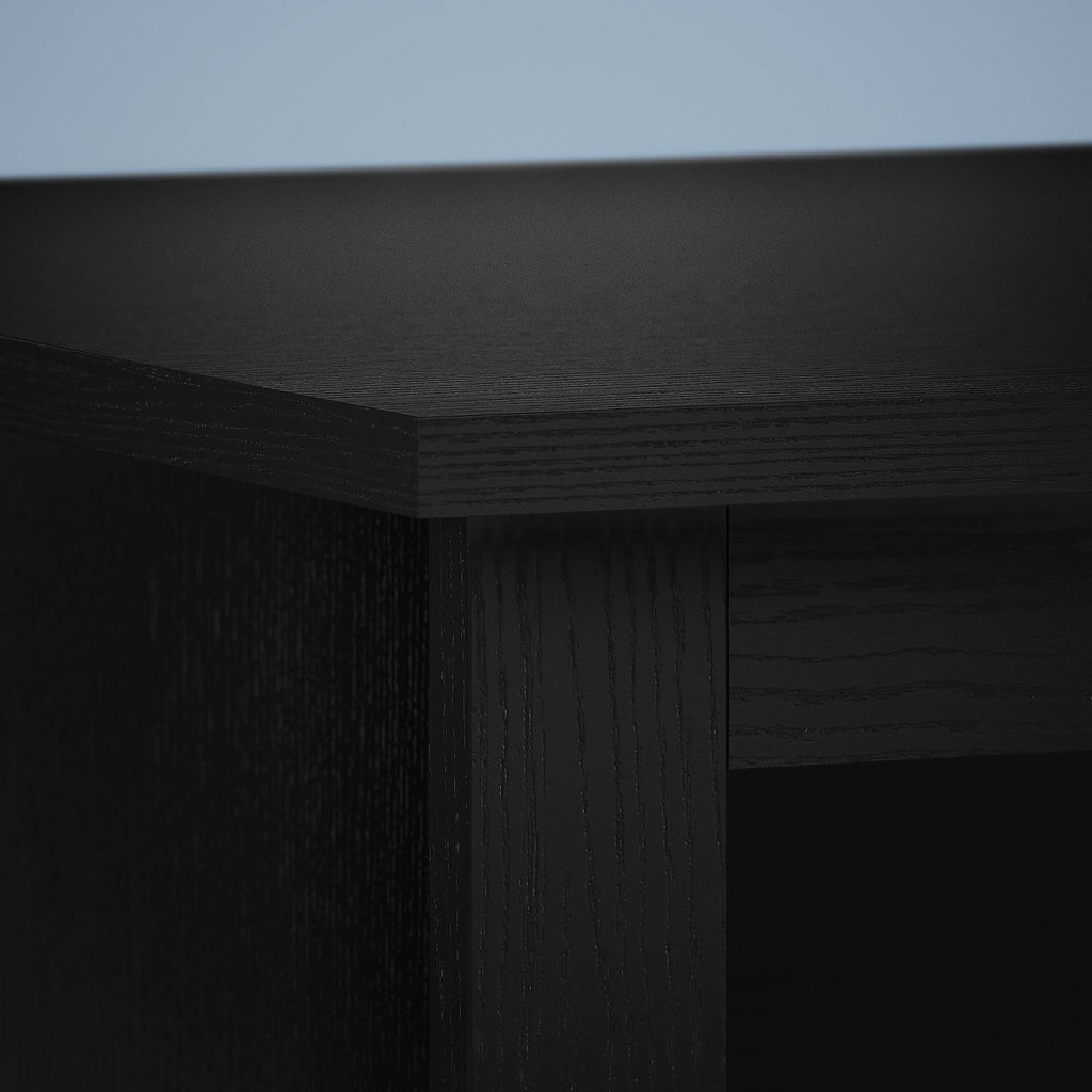 Black Suede Writing Desk with Cabinet and Bookcase W148