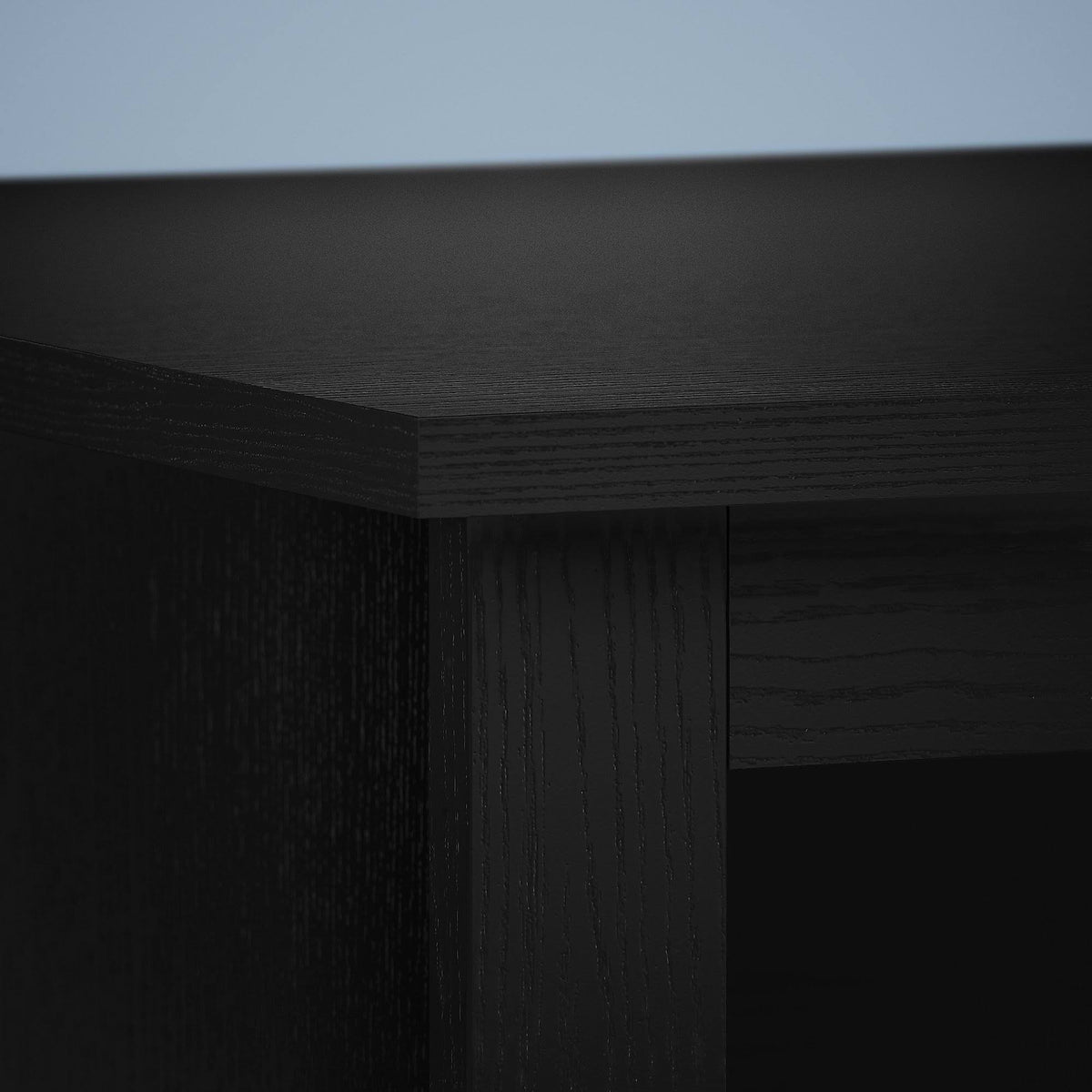Black Suede Writing Desk with Cabinet and Bookcase W148