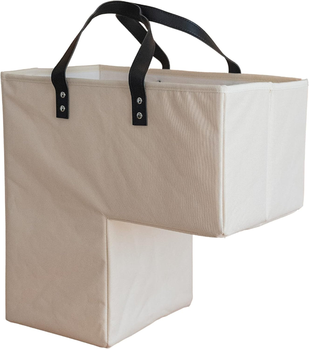 Beige Staircase Baskets with Leather Handles, Pack of 2 Z4718
