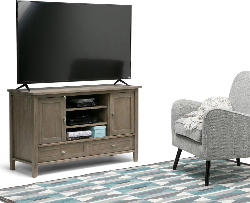 Rustic Natural Aged Brown Solid Wood TV Media Stand F506