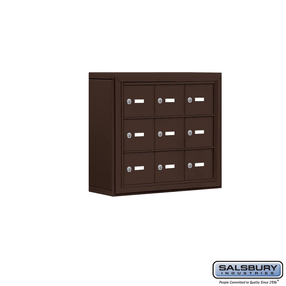 5 in. Cell Phone Storage Locker, 3 Door High Unit, 9 A Doors, Bronze, Surface Mounted, Master Keyed U916