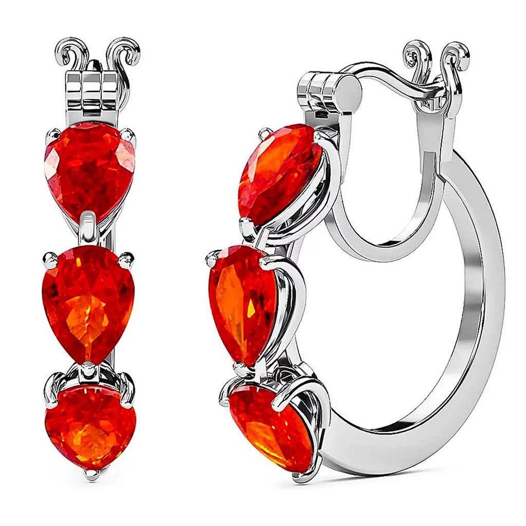 Orange Huggie Hoop Silver Cubic Zirconia Earrings M13151