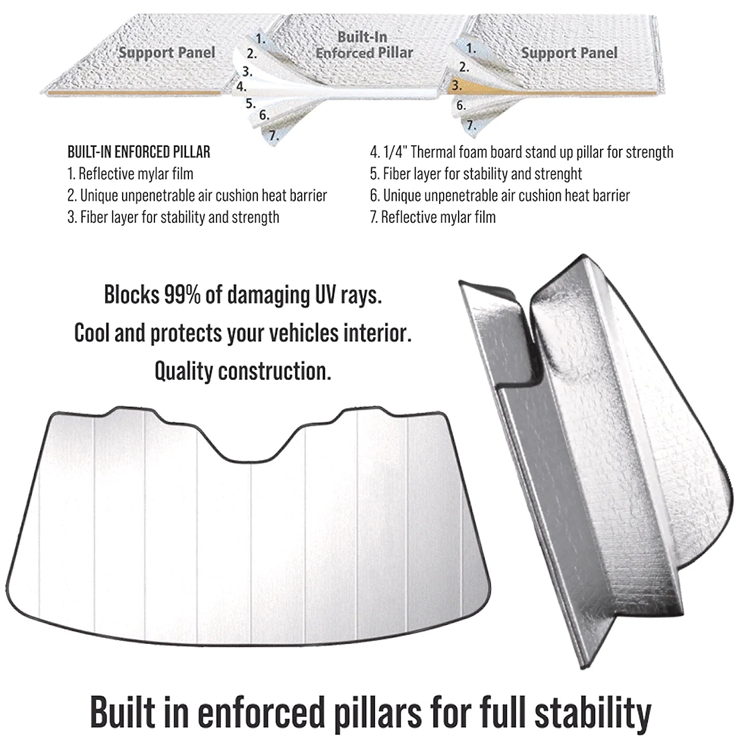 Jumbo Size 59"x 30" Windshield Sun Shade L604