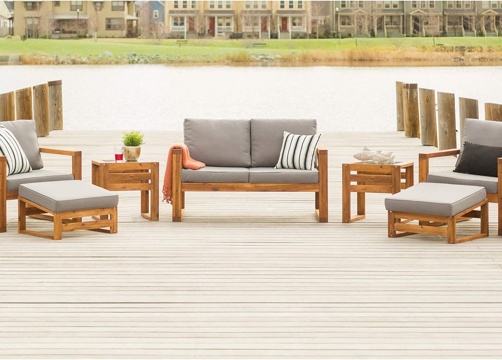 4 Piece Acacia Wood Outdoor Chat Set with Glass Top Coffee Table R358