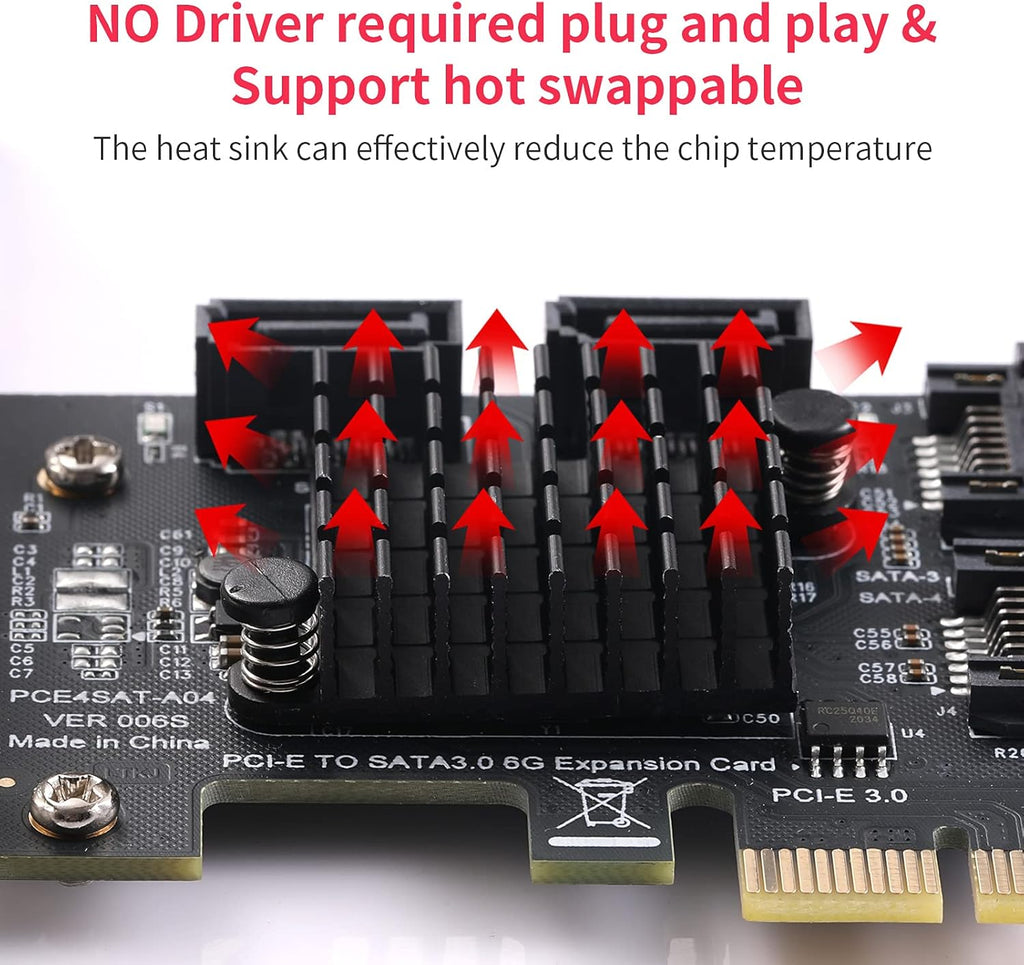 PCIe SATA Card 4 Port Expansion Card Adapter Converter Card G75491
