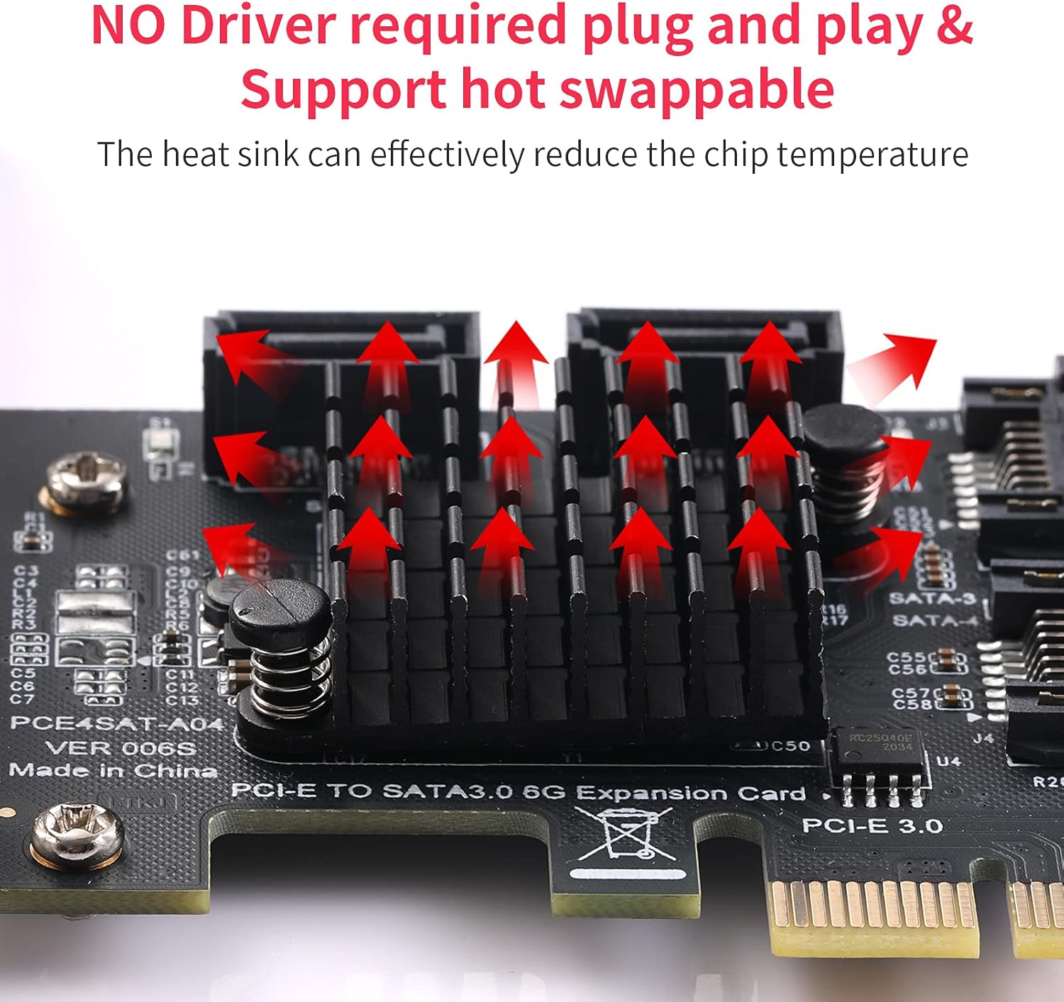 PCIe SATA Card 4 Port Expansion Card Adapter Converter Card G75491