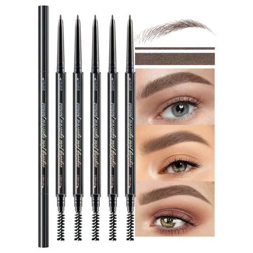 4 Fork Tip Eyebrow Pen with Dual-ended Eyebrow Brush, Waterproof, Gray Brown Y637