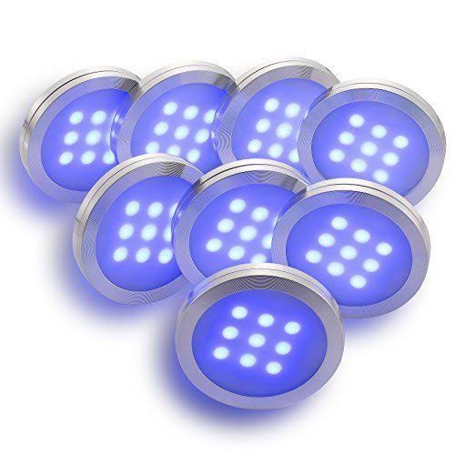 RGB LED Under Cabinet Lights Kit 8 Packs Aluminum Slim E12652