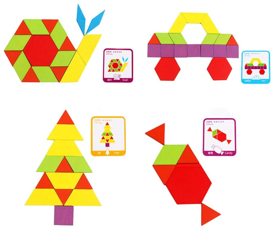 155 Pcs Wooden Geometric Shape Puzzle X27114