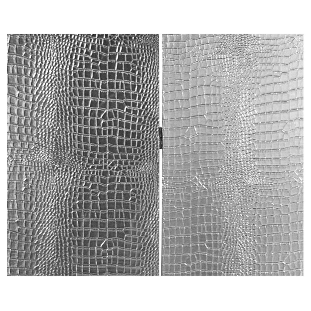 6 ft. Tall Faux Leather Silver Crocodile Room Divider 6 Panel I6042