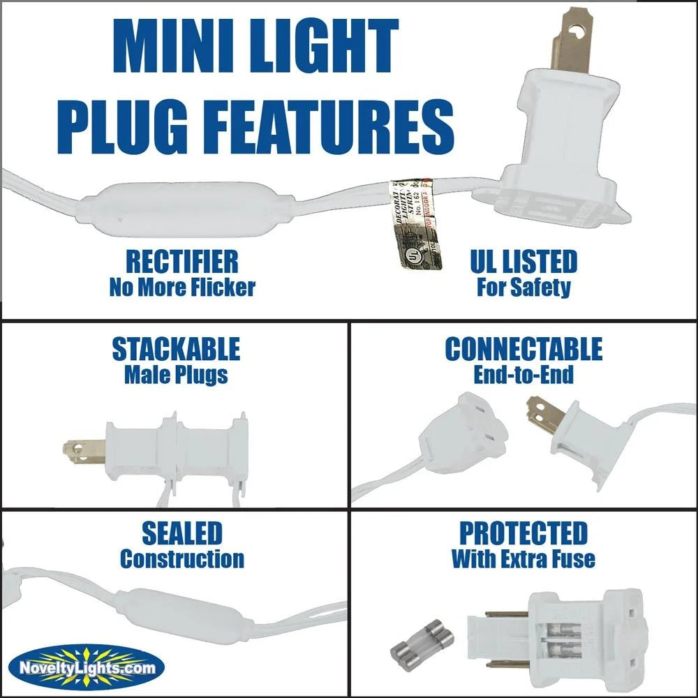 100 Light LED Christmas Mini Light Set, Warm White, White Wire U6873