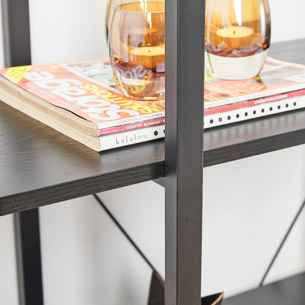 Black Wood/Metal 5-Tier Bookcases & Shelves D1991