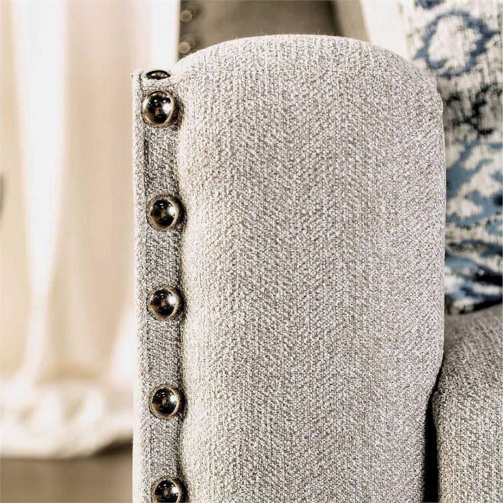 Light Gray Fabric Nailhead Sofa H810182
