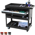 Black 4-Wheel Rolling Tool Cart with Ball-Bearing Slides M4276
