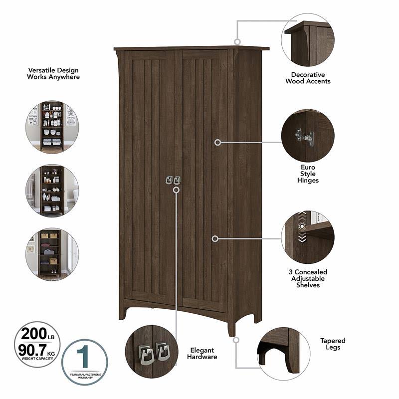 Ash Brown Tall Storage Cabinet with Doors P2583