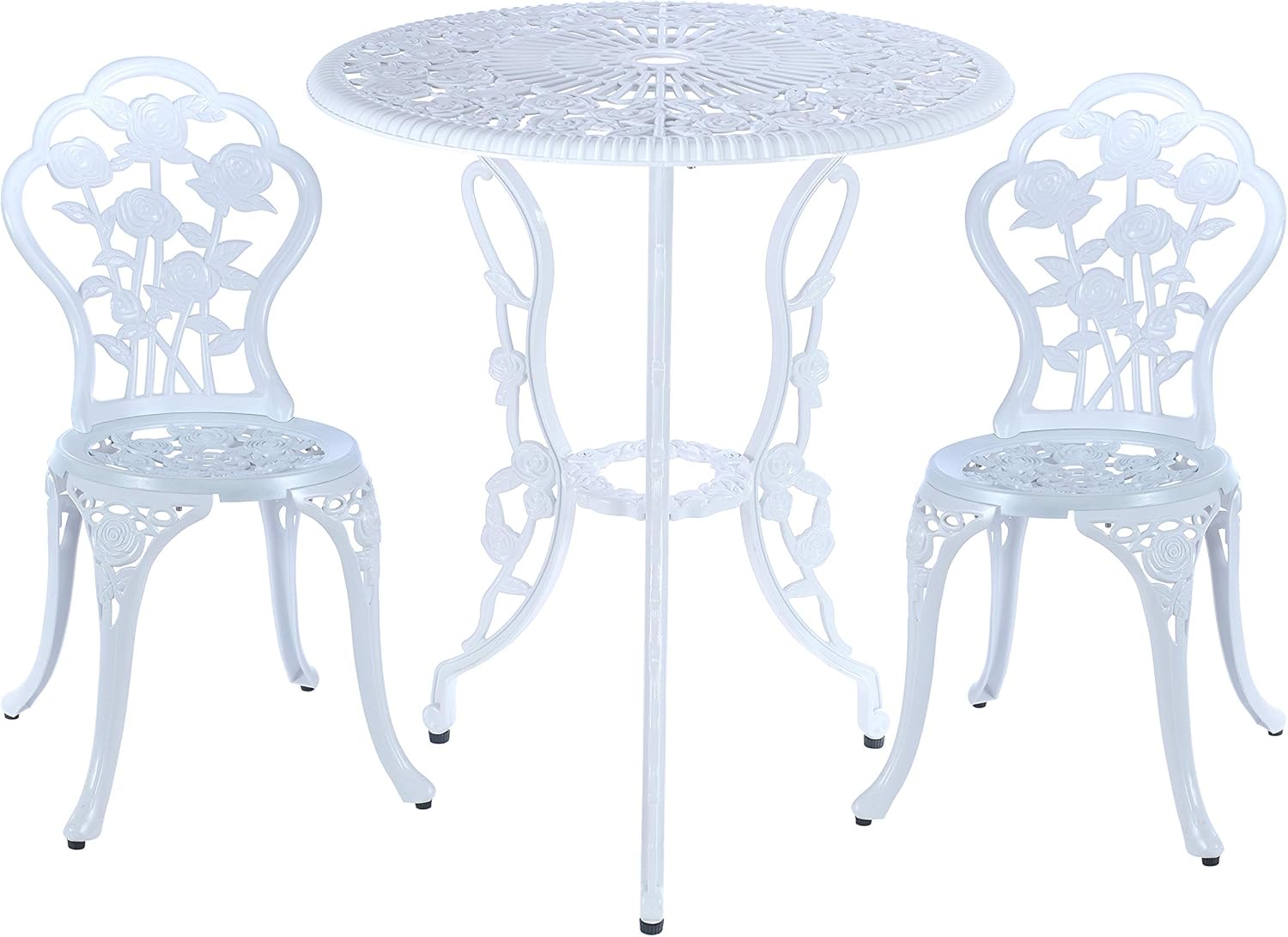 White 3 Piece Cast Aluminum Bistro Table Set L61457