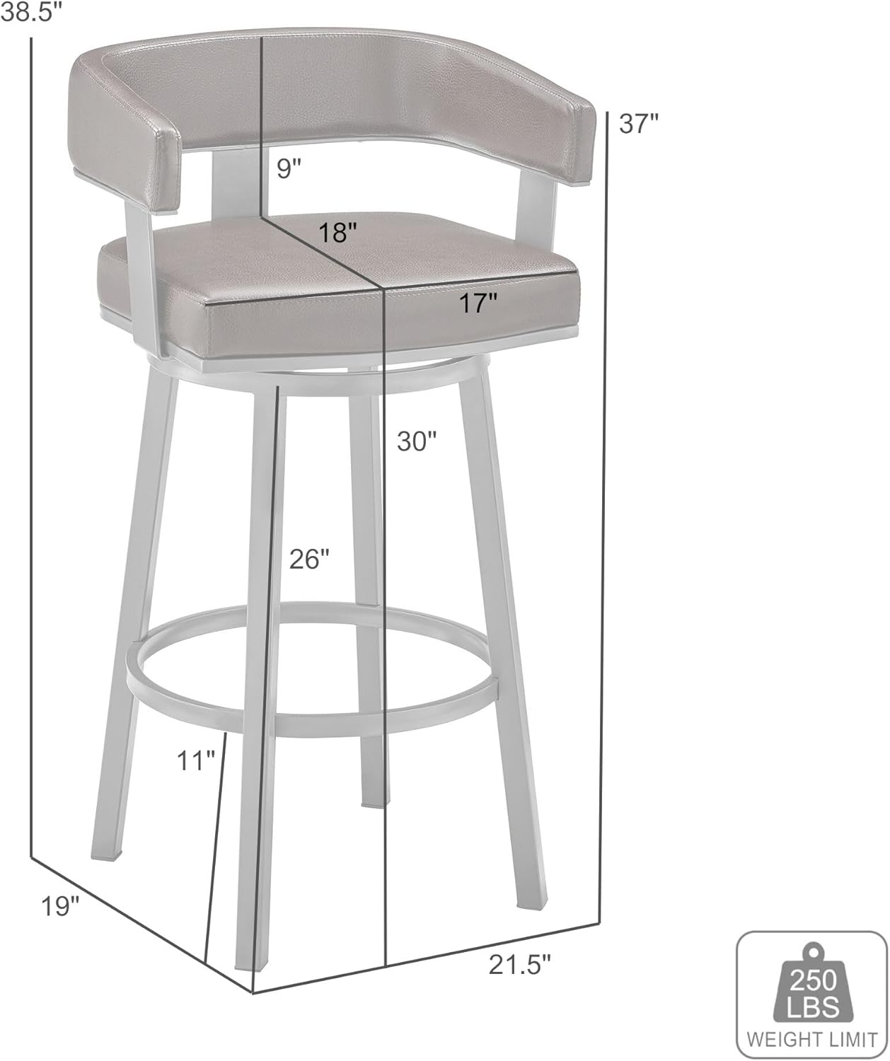Black Faux Leather Bar Height Swivel Bar Stool C7793