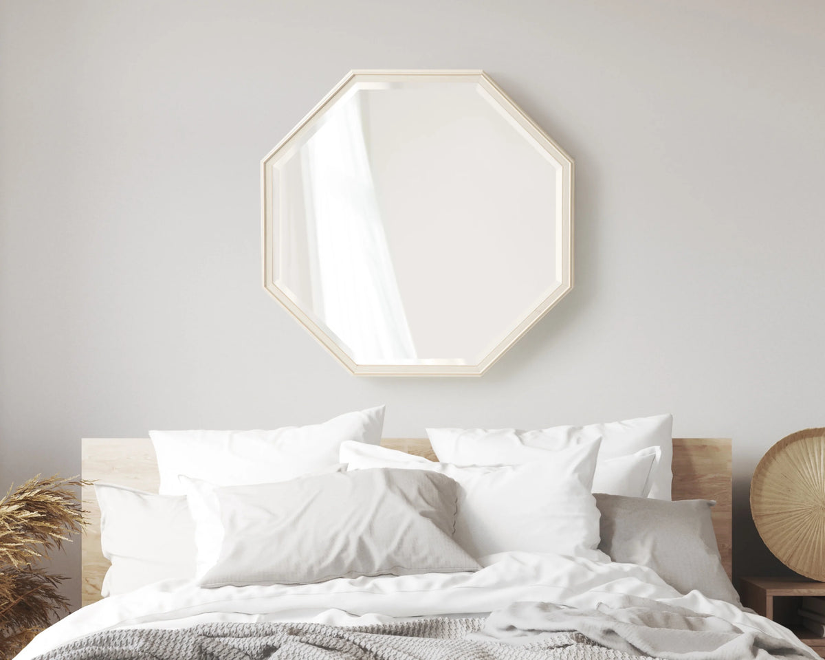 Octagon Wall Mirror with Stepped Frame and Beveled Edge L4151