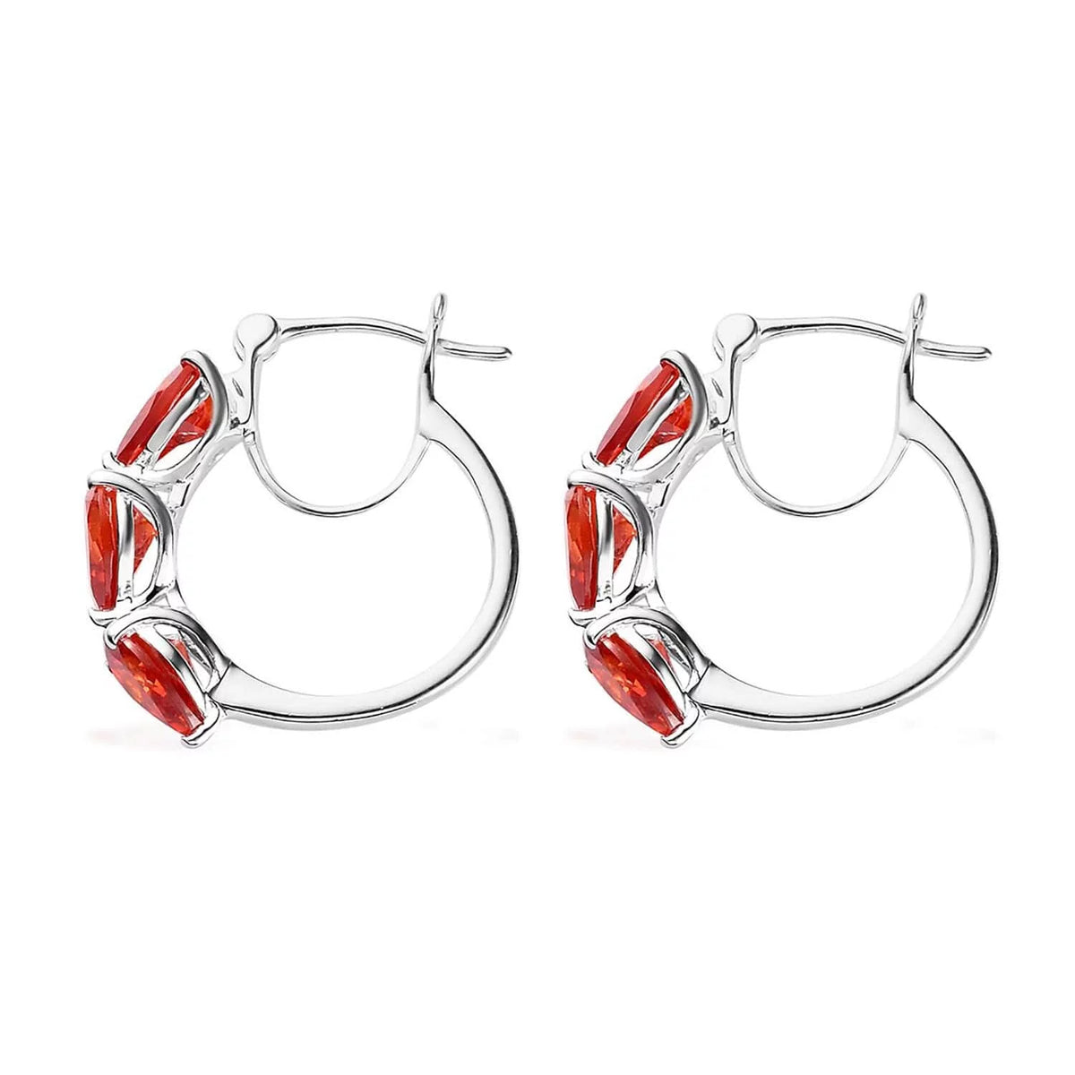 Orange Huggie Hoop Silver Cubic Zirconia Earrings M13151