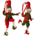 16x22 Red and Green Holly Posable Elf Set G120