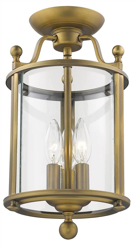 3 Light Semi-Flush Mount Heirloom Brass P203718