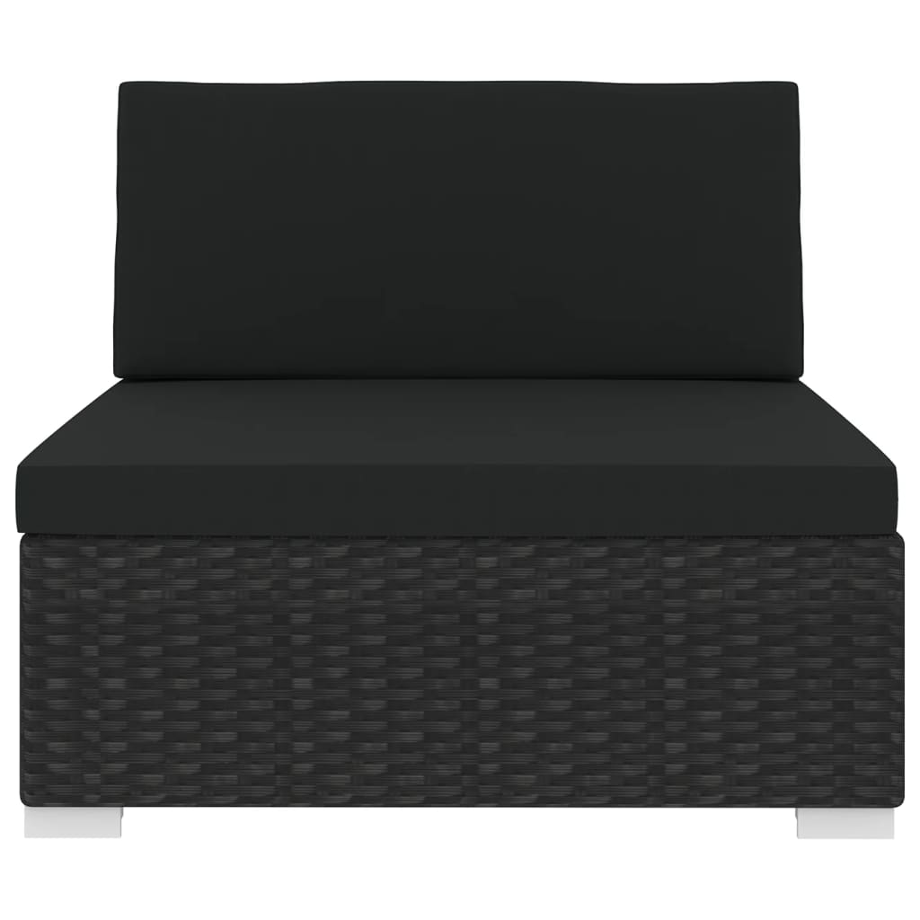 Black Poly Rattan Sectional Middle Seat with Cushions M2241