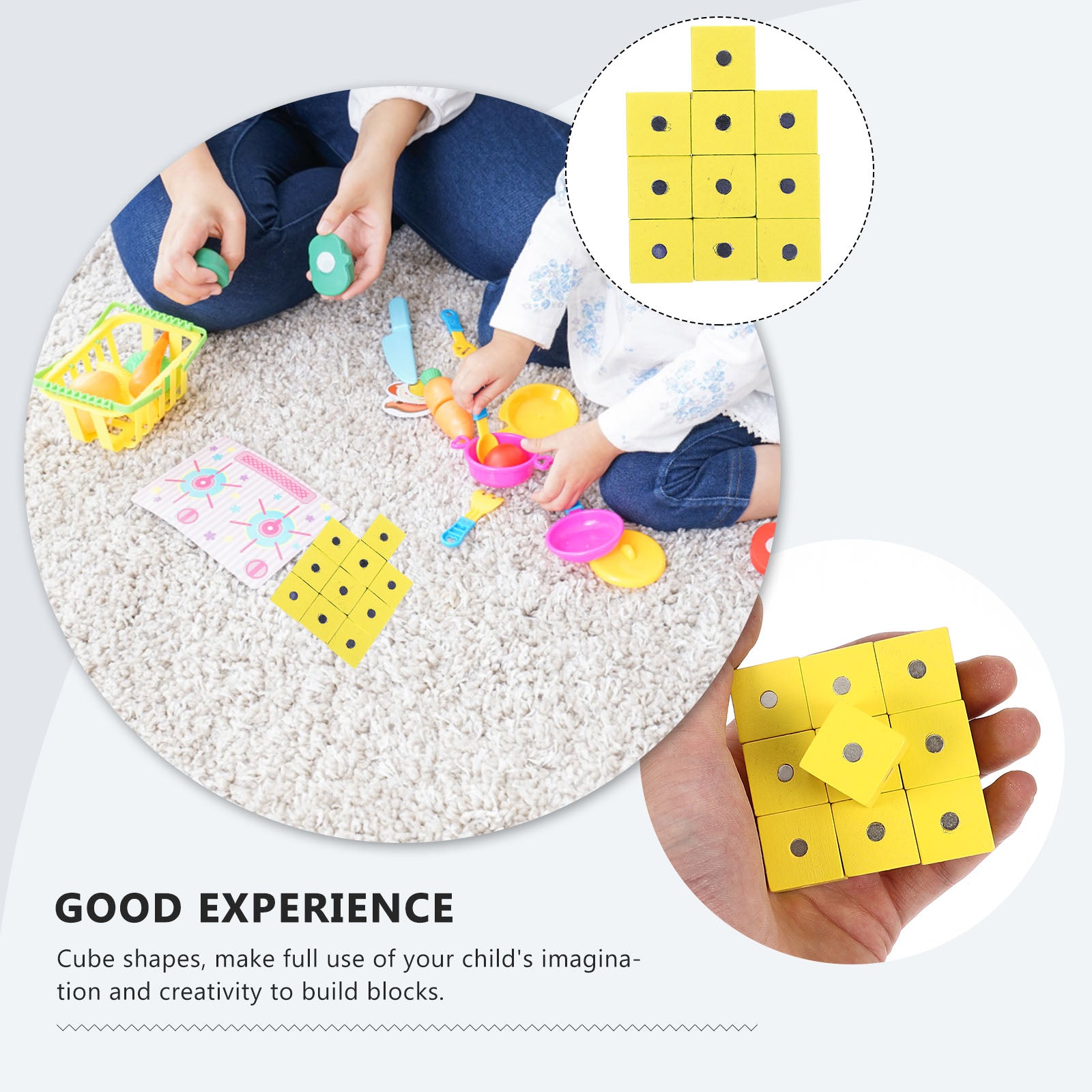 10pcs Wooden Magnetic Cubic Blocks Building Toy O897173