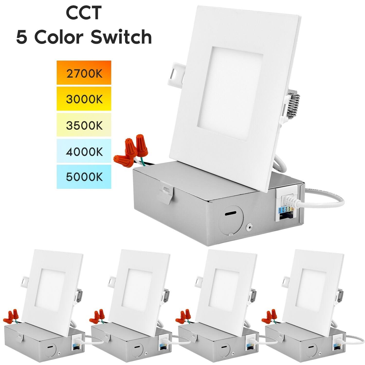 4 in. Ultra Thin Square Canless Dimmable Integrated LED Recessed Light Kit (4-Pack) K8891