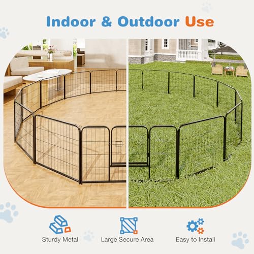 8 Panel 24" Height Metal Dog Playpen with Doors K63763