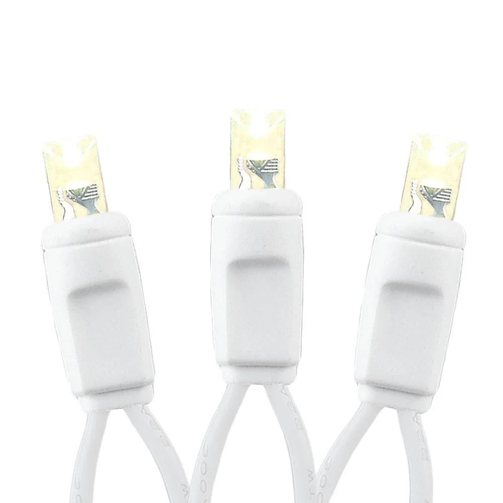 100 Light LED Christmas Mini Light Set, Warm White, White Wire U6873