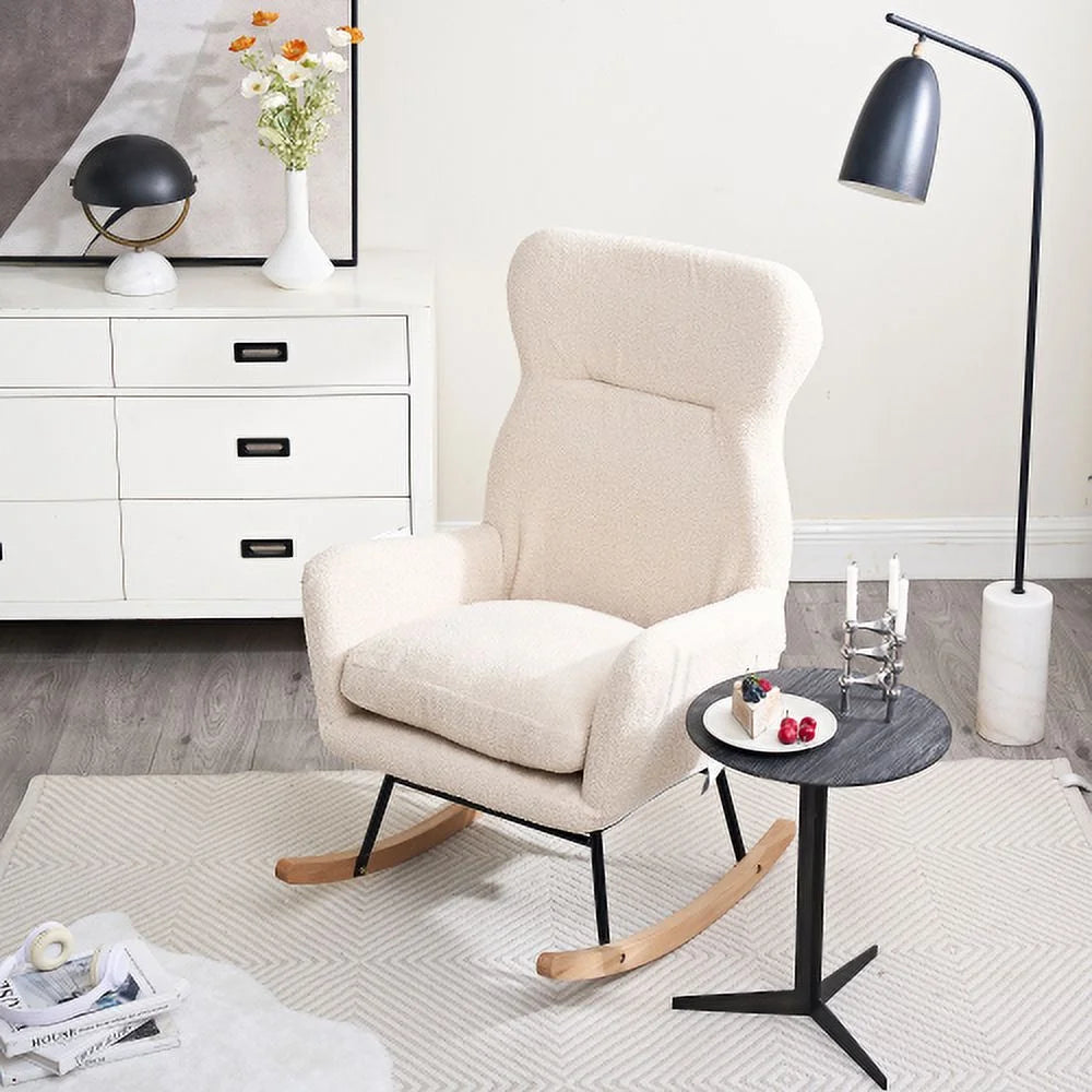 Teddy Material Rocking Chair with High Backrest F746