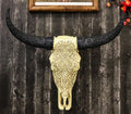 Tooled Bison Bull Cow Skull Wall Decor Plaque T377
