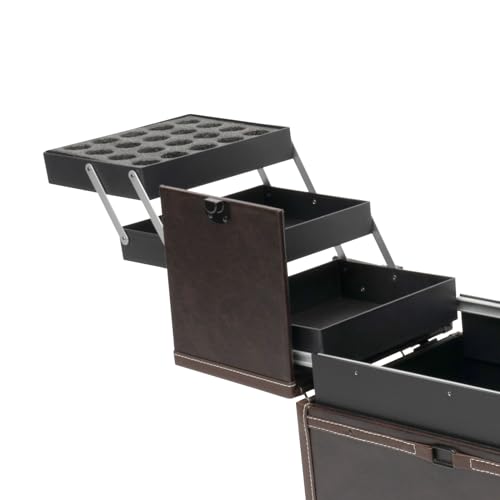 Black Aluminum Cosmetic Organizer Box with Mirror and 4 Wheels R537