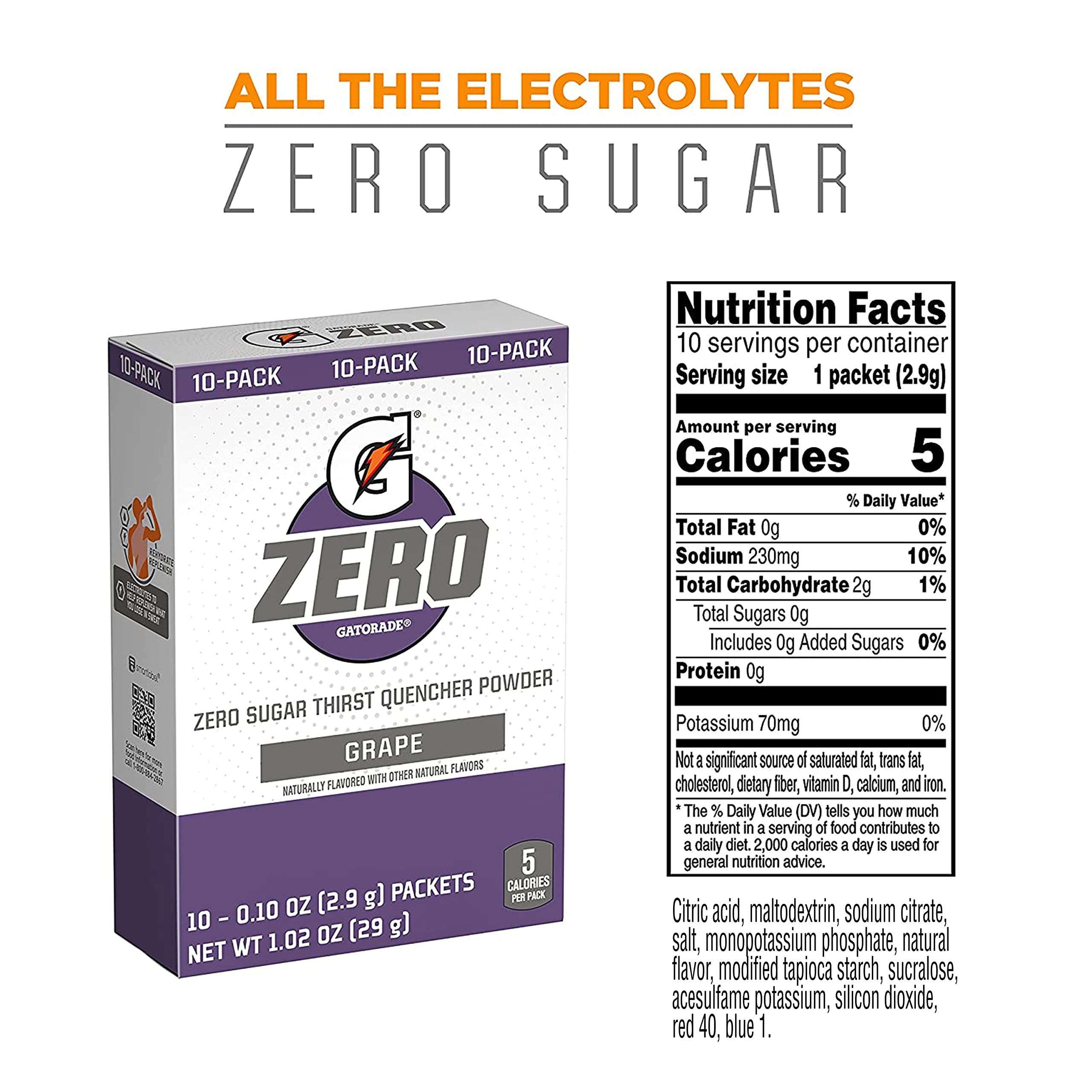 G Zero Powder Grape 0.10 Oz Packets 10 Count H963