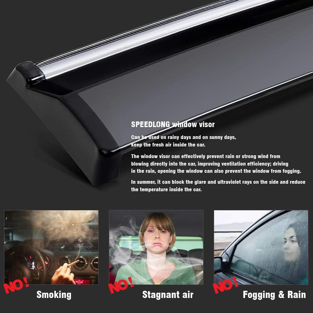 Car Window Visor Vent Shade Deflector Sun Rain Guards D74292