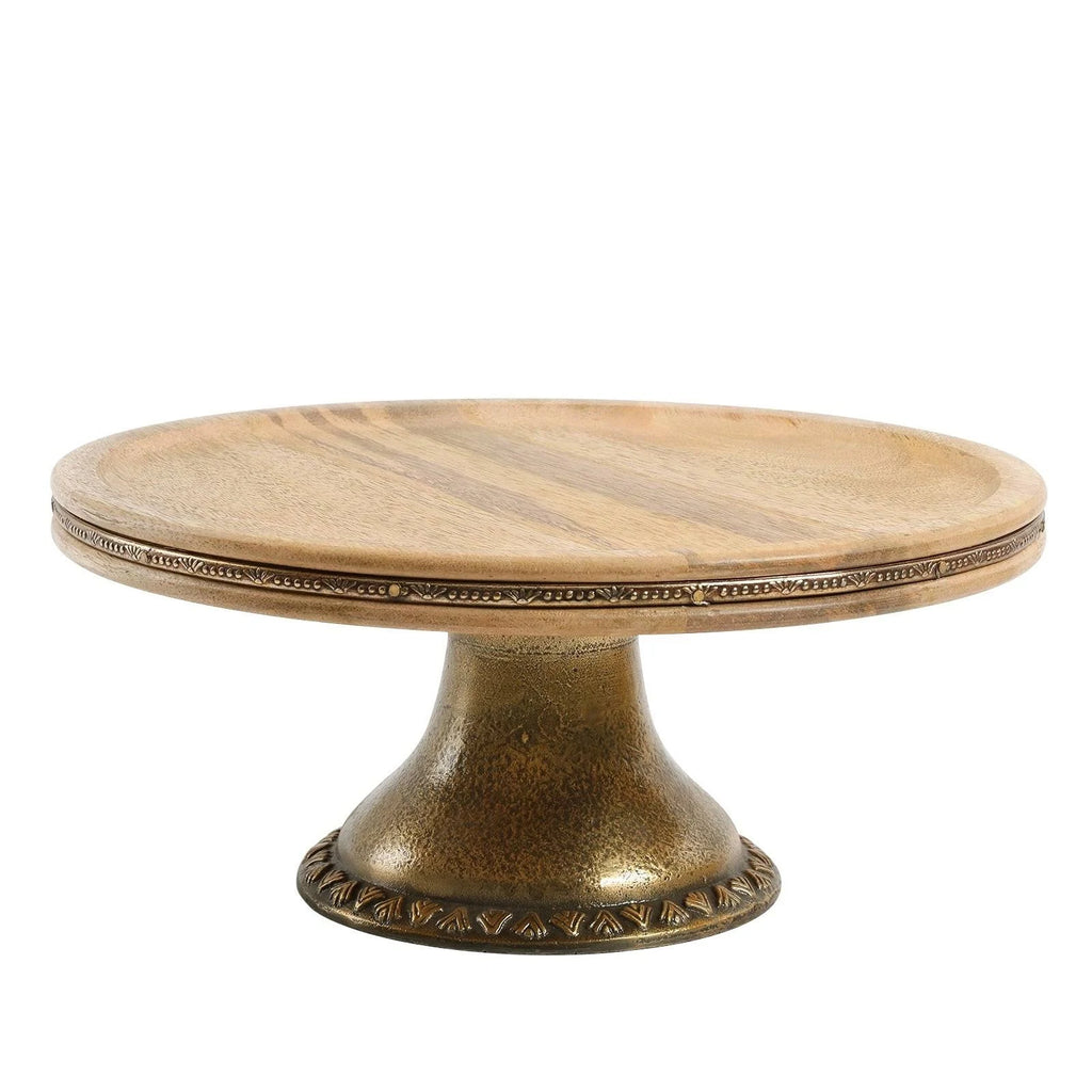 Brown Wood Pedestal Cake Stand Server T508