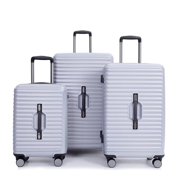 3 Piece PC+ABS Lightweight Luggage Set with TSA Lock (Dark Purple) D956