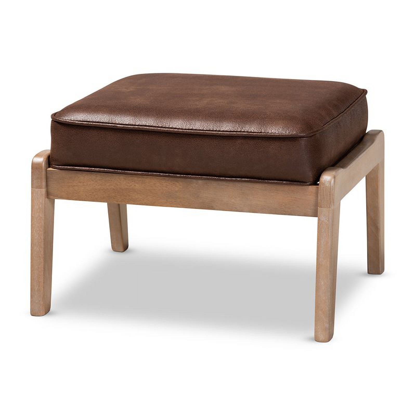 Dark Brown Faux Leather Armchair and Ottoman Set Q468