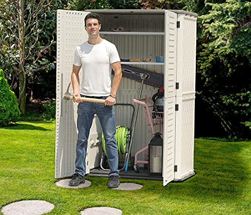 Dark Brown Resin Outdoor Storage Cabinet 52 Cu.ft Y564551