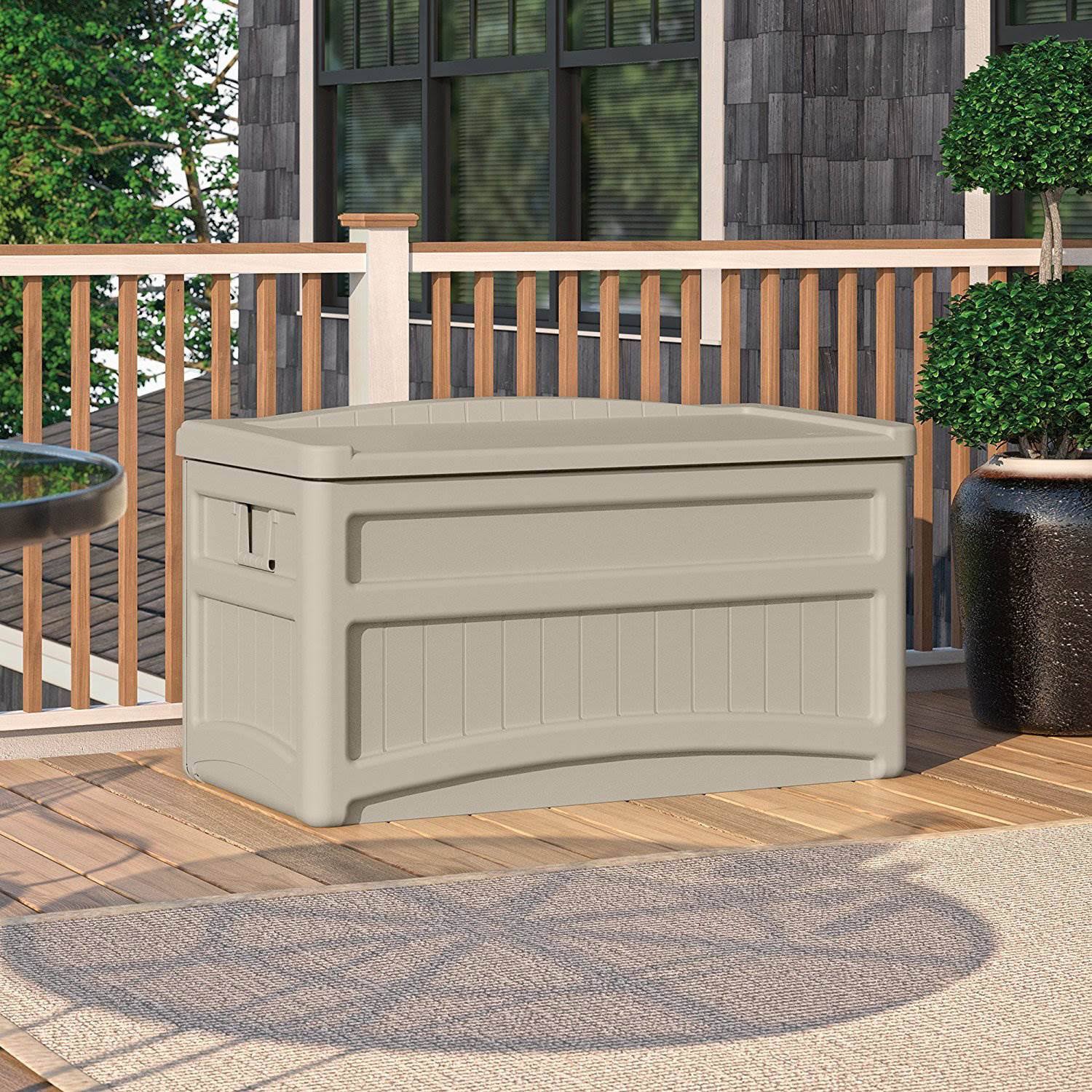 73-Gallon Resin Outdoor Storage Deck Box with Seat (2 Pack) H79512