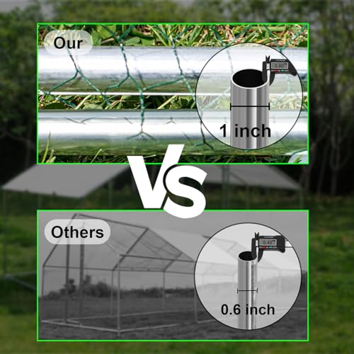 Large Metal Chicken Coop Walk-in Chicken Run with Waterproof Cover Anti-UV Spire Shaped Cage (13.1’L x 9.8’W x 6.5’H) Z525