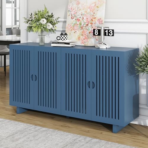 60" Wood Sideboard Cabinet with 2 Doors and 2 Adjustable Shelves (Almond) W905324