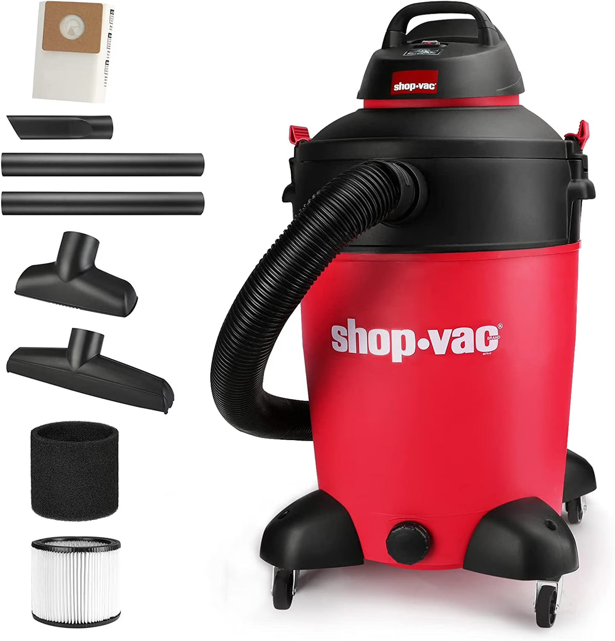 16 Gallon 6.5 Peak HP Wet/Dry Vacuum with Filters, Attachments and Drain Port V20946