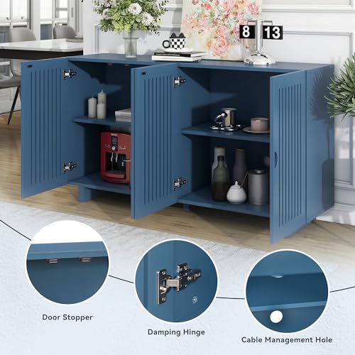 60" Wood Sideboard Cabinet with 2 Doors and 2 Adjustable Shelves (Almond) W905324