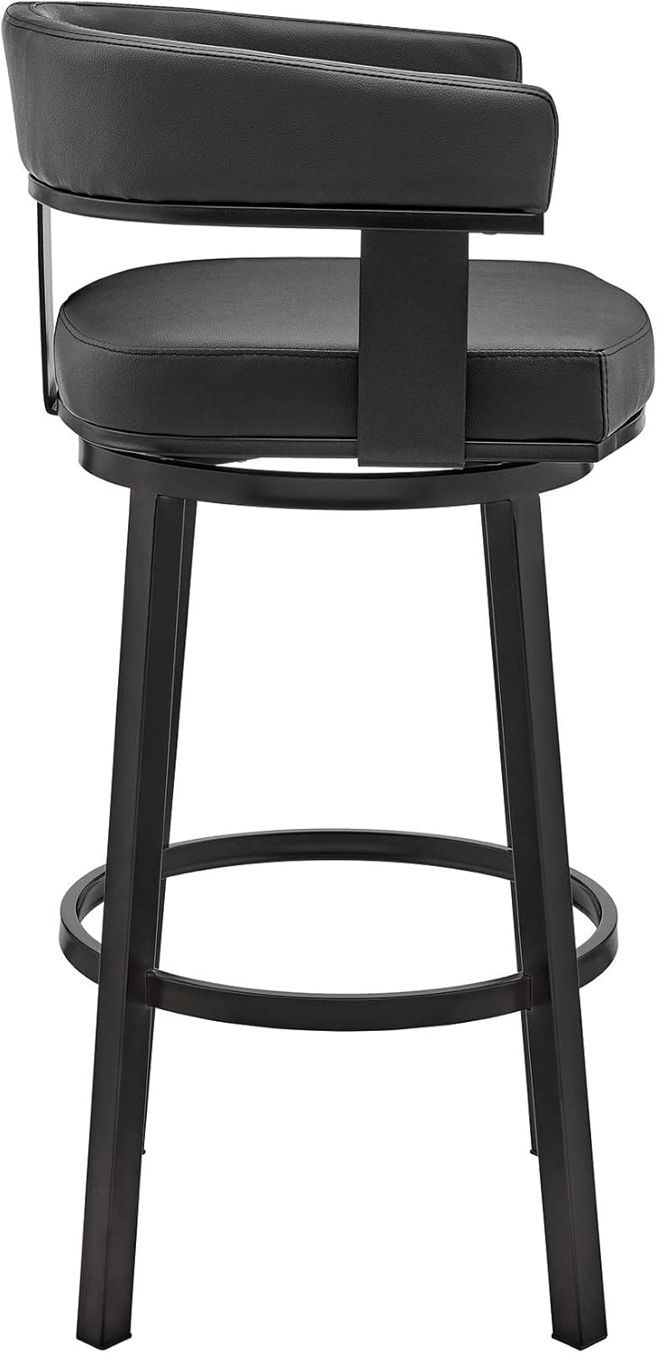 Black Faux Leather Bar Height Swivel Bar Stool C7793